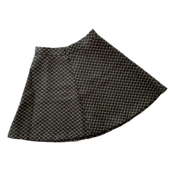 Halogen Nordstrom Brocade Skater Mini Skirt Black & Brown Pattern 4 - Picture 1 of 12